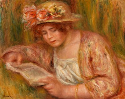 Andrée con sombrero, leyendo de Pierre Auguste Renoir